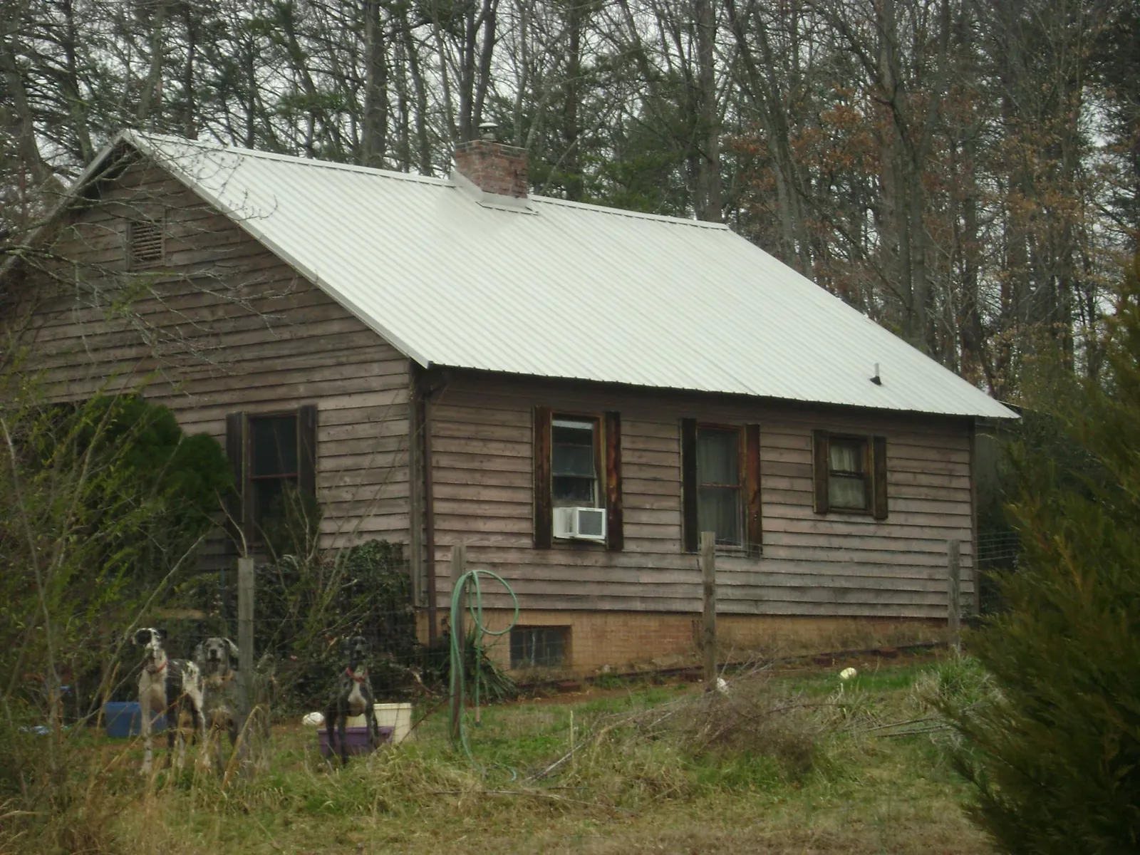 White metal roof on an old wood sided farmhouse, from a Asphalt Shingle Roof Repair job in Pray